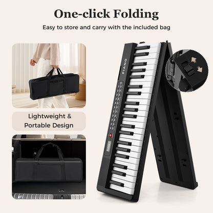88 Key Foldable Piano Keyboard Portable Semi Weighted Electric Piano, Black Pianos & Keyboards at Gallery Canada
