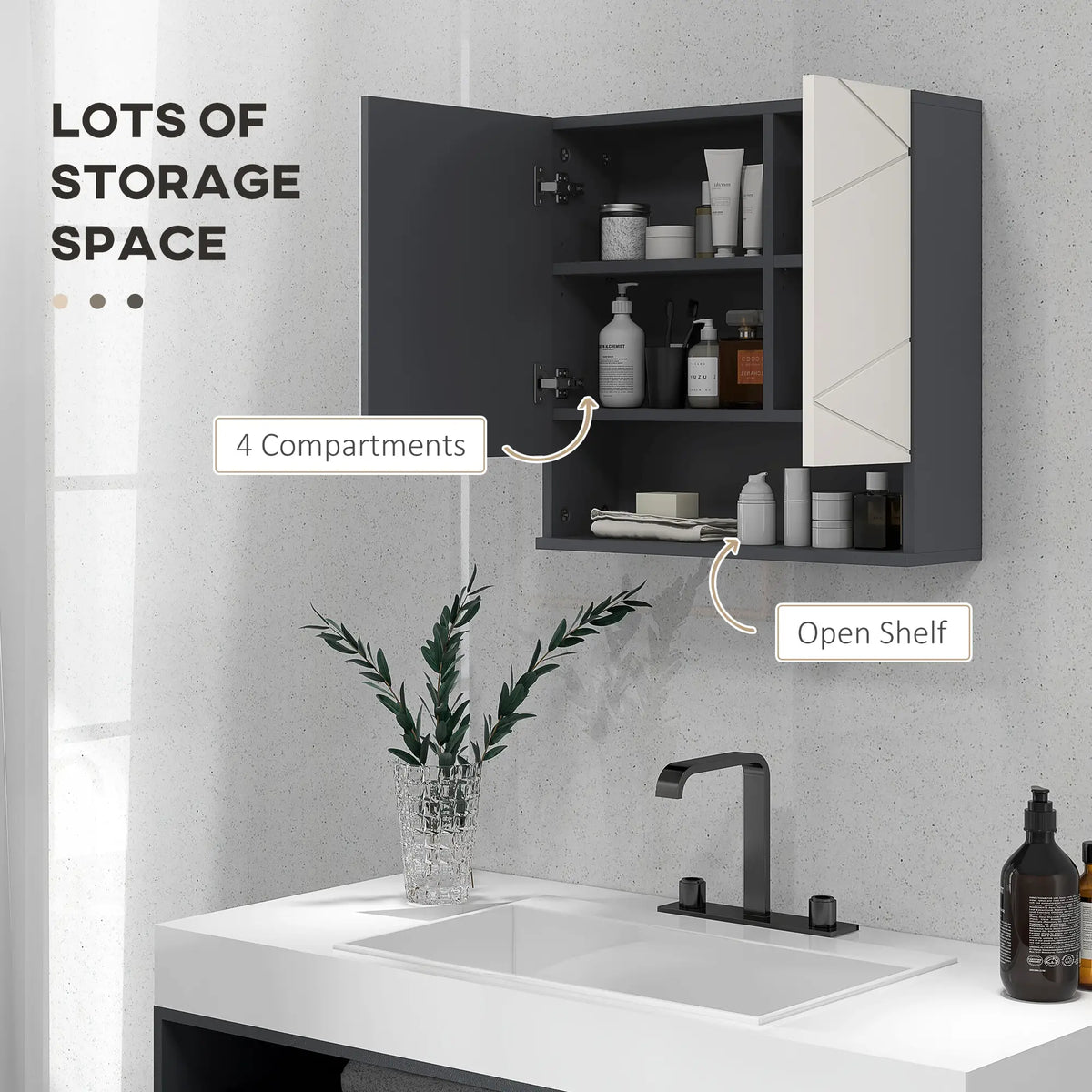 Wall Mounted Medicine Cabinet, Mirrored Door, Adjustable Shelf, Light Grey Mirror Medicine Cabinets at Gallery Canada
