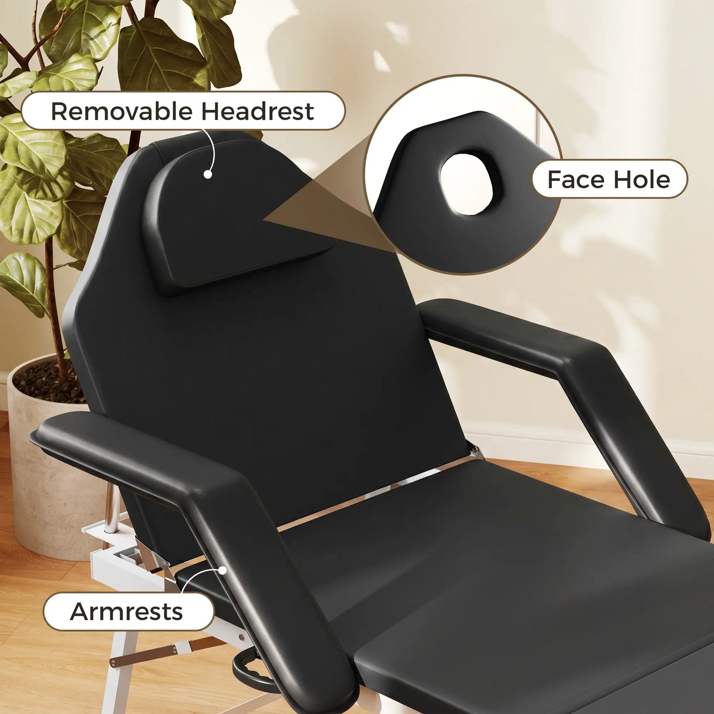 Table de massage pliante portable, noire