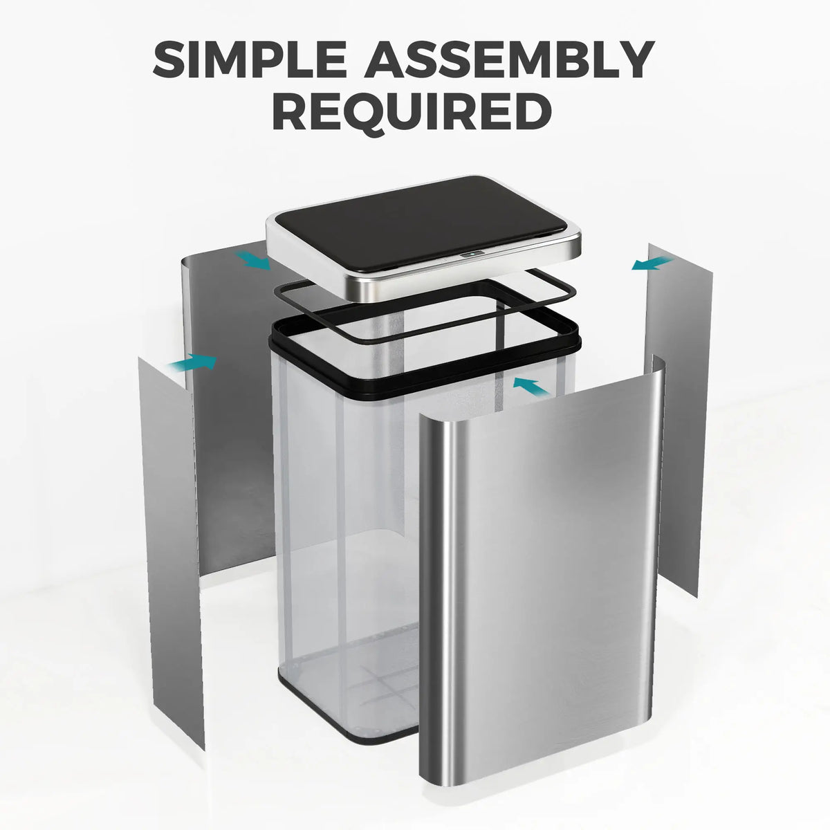 10,6 Gallon Poubelle Automatique, Couvercle à Fermeture Douce, Sans Contact, Acier Inoxydable Résistant aux Empreintes Digitales