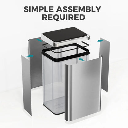 10,6 Gallon Poubelle Automatique, Couvercle à Fermeture Douce, Sans Contact, Acier Inoxydable Résistant aux Empreintes Digitales