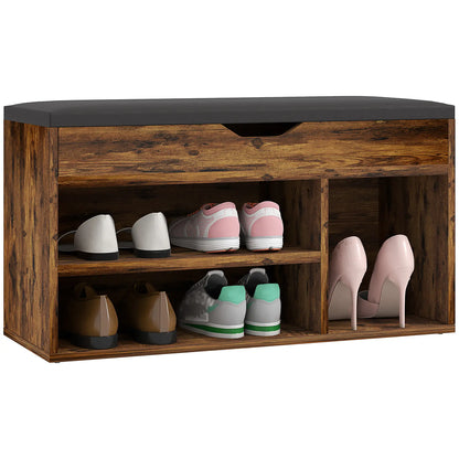 Shoe Bench with Padded Cushion, Hidden Storage, Rustic Brown Shoe Storage Cabinets & Racks at Gallery Canada