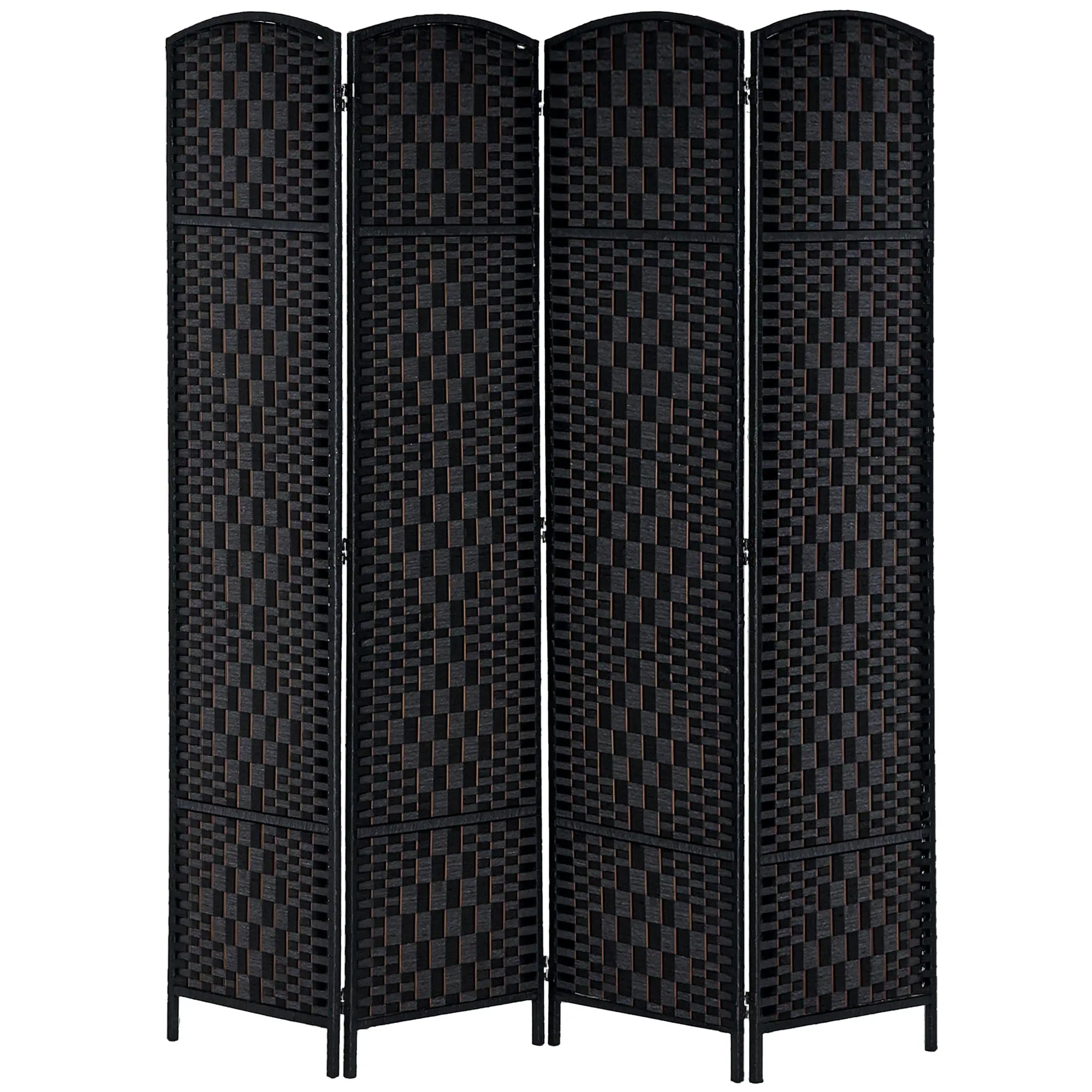6ft Folding Room Divider, 4 Panel Wooden Frame, Black Room Dividers Black at Gallery Canada