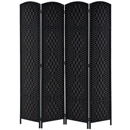 6ft Folding Room Divider, 4 Panel Wooden Frame, Black Room Dividers Black at Gallery Canada