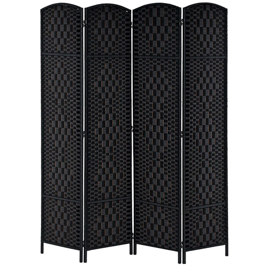 6ft Folding Room Divider, 4 Panel Wooden Frame, Black Room Dividers Black at Gallery Canada