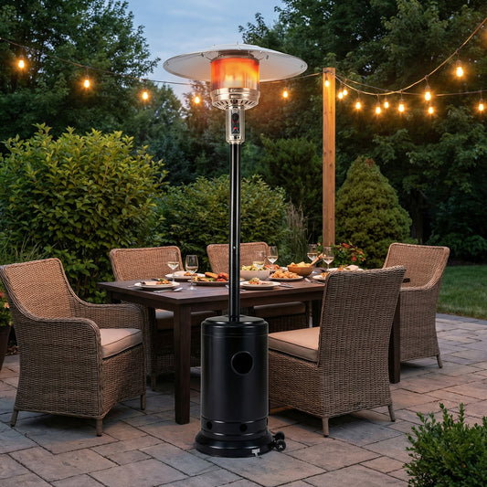 50,000 BTU Patio Propane Gas Heater, Stainless Steel Burner, Black Patio Heaters Black at Gallery Canada