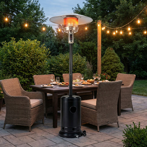 50,000 BTU Patio Propane Gas Heater, Stainless Steel Burner, Black