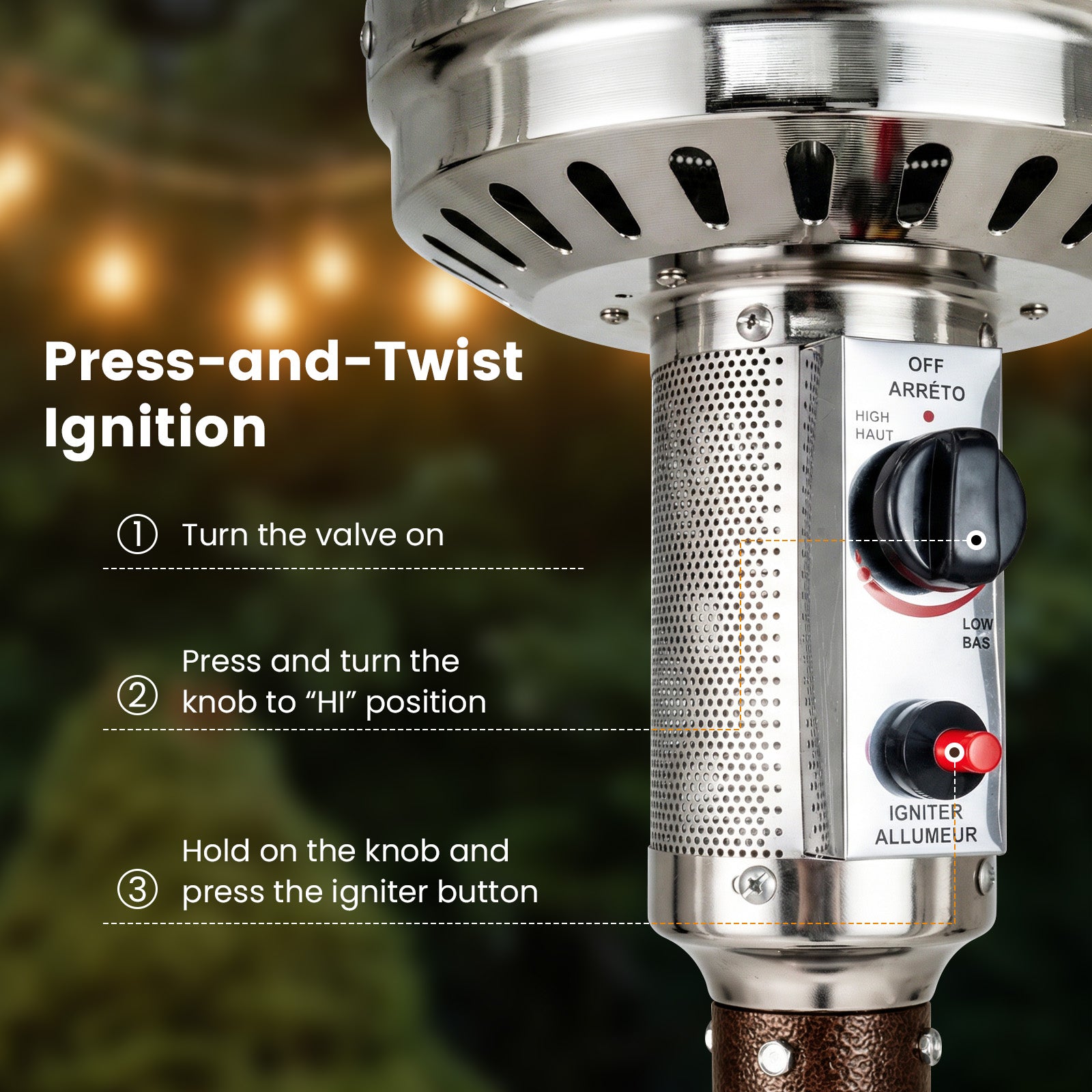 50,000 BTU Patio Propane Gas Heater, Stainless Steel Burner, Bronze Patio Heaters at Gallery Canada