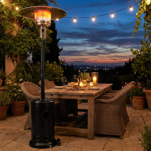 50,000 BTU Patio Propane Gas Heater, Stainless Steel Burner, Black