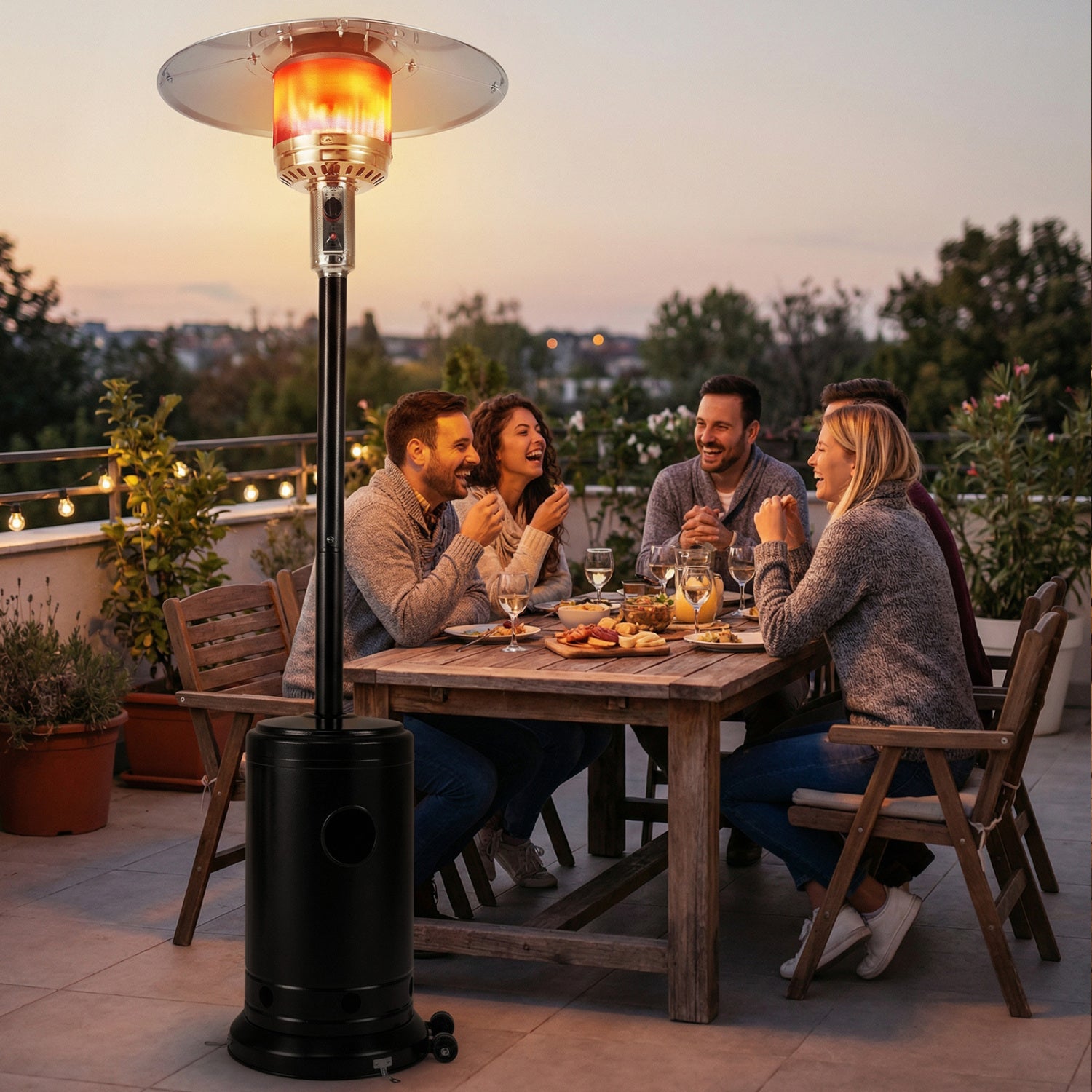 50,000 BTU Patio Propane Gas Heater, Stainless Steel Burner, Black Patio Heaters at Gallery Canada