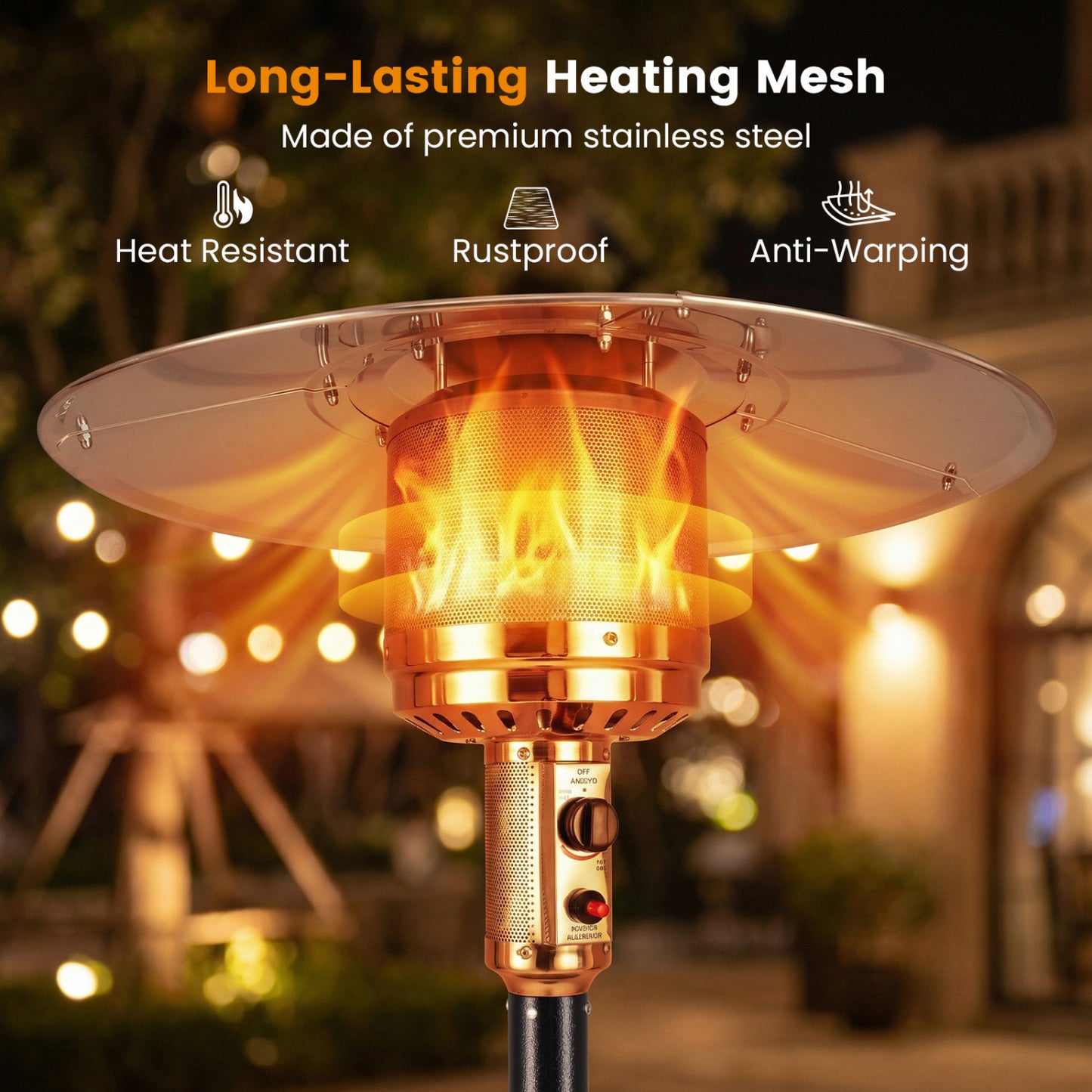50,000 BTU Patio Propane Gas Heater, Stainless Steel Burner, Black Patio Heaters at Gallery Canada