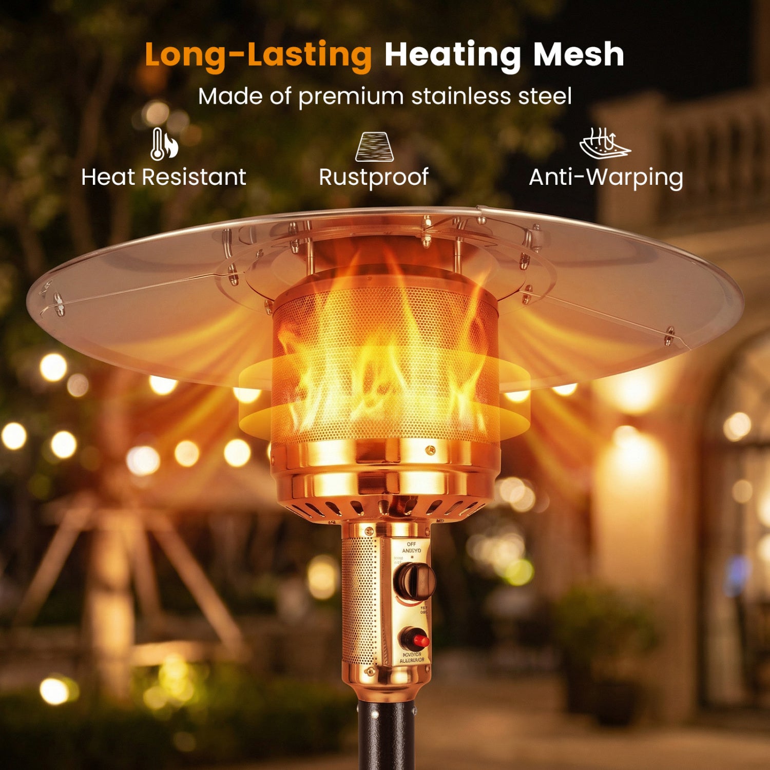 50,000 BTU Patio Propane Gas Heater, Stainless Steel Burner, Bronze Patio Heaters at Gallery Canada