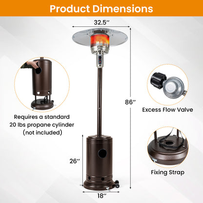 50,000 BTU Patio Propane Gas Heater, Stainless Steel Burner, Bronze Patio Heaters at Gallery Canada