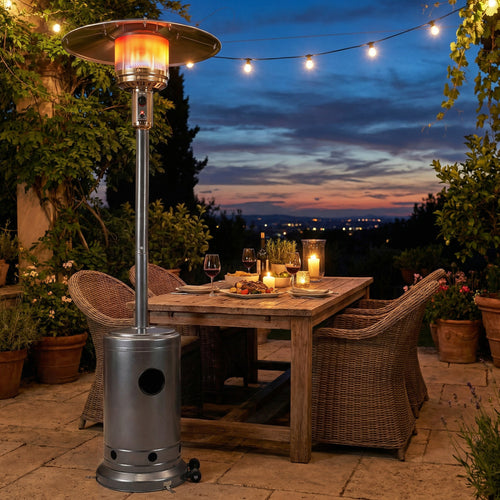 50,000 BTU Patio Propane Gas Heater, Stainless Steel Burner, Gray