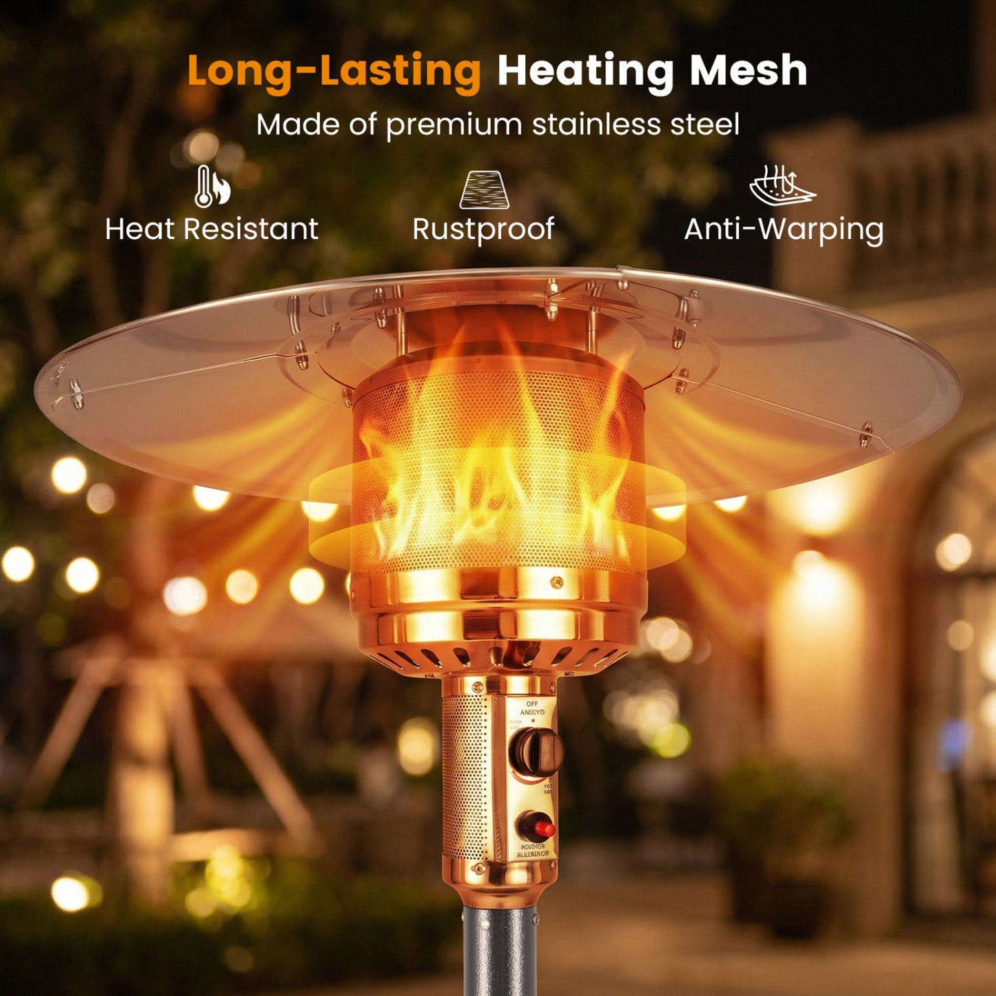 50,000 BTU Patio Propane Gas Heater, Stainless Steel Burner, Gray Patio Heaters at Gallery Canada