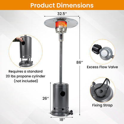 50,000 BTU Patio Propane Gas Heater, Stainless Steel Burner, Gray Patio Heaters at Gallery Canada