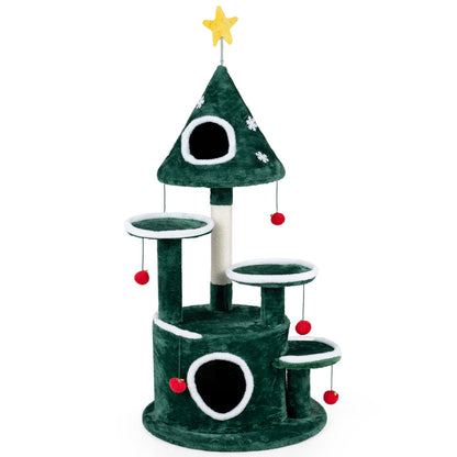 50" Cat Tree, 2 Condos, Sisal Scratching Post, Green
