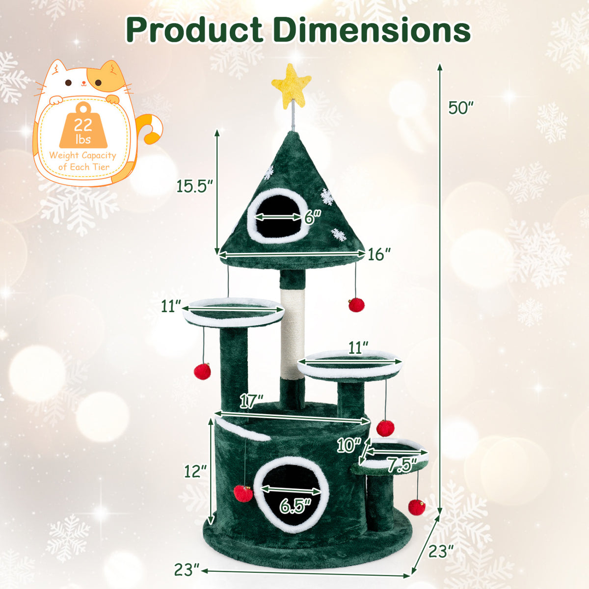 50" Cat Tree, 2 Condos, Sisal Scratching Post, Green