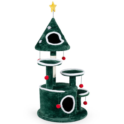 50" Cat Tree, 2 Condos, Sisal Scratching Post, Green