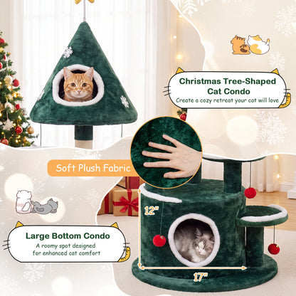 50" Cat Tree, 2 Condos, Sisal Scratching Post, Green