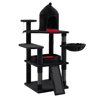 50 Inch Gothic Multi-Level Cat Tree With House