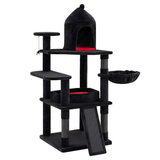 50 Inch Gothic Multi-Level Cat Tree With House Cat Trees Condos & Scratchers Black & Red at Gallery Canada