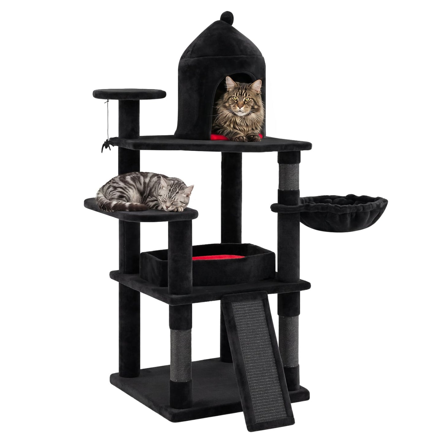 50 Inch Gothic Multi-Level Cat Tree With House