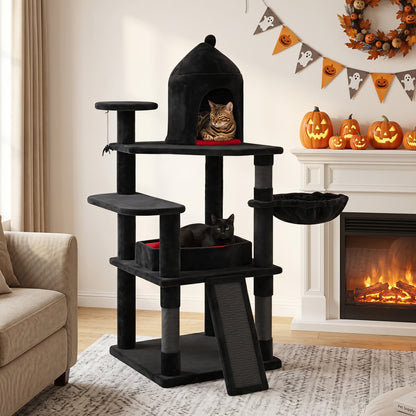50 Inch Gothic Multi-Level Cat Tree With House