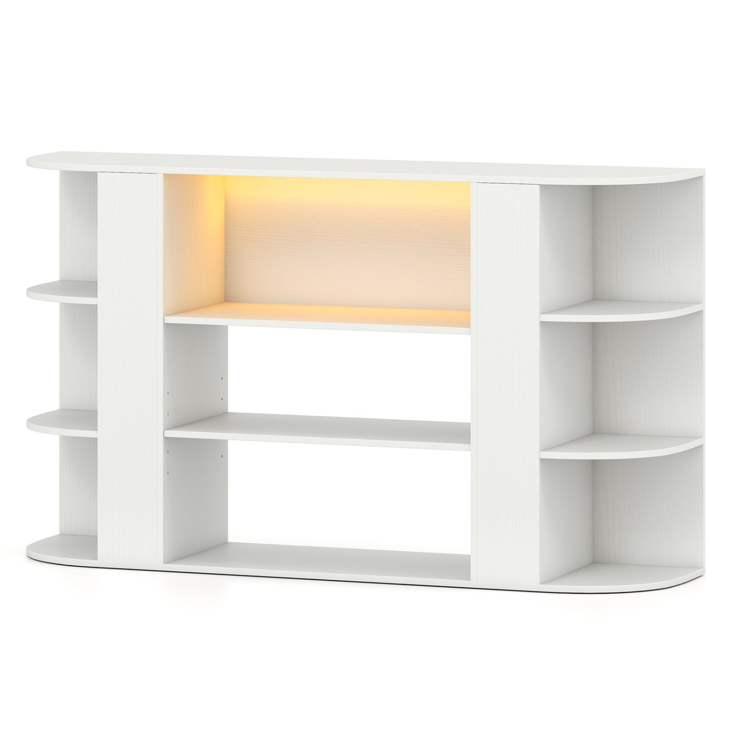 50 Inch TV Stand for 55 TV, RGB Lights, Adjustable Shelf, White