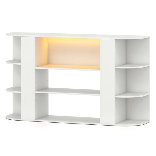 50 Inch TV Stand for 55 TV, RGB Lights, Adjustable Shelf, White Entertainment Centers & TV Stands White at Gallery Canada