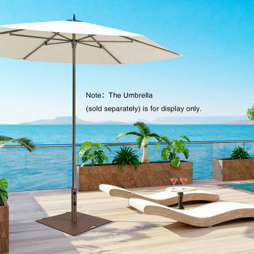 24 Inch Square Patio Umbrella Base, 50 LBS Weighted, Brown