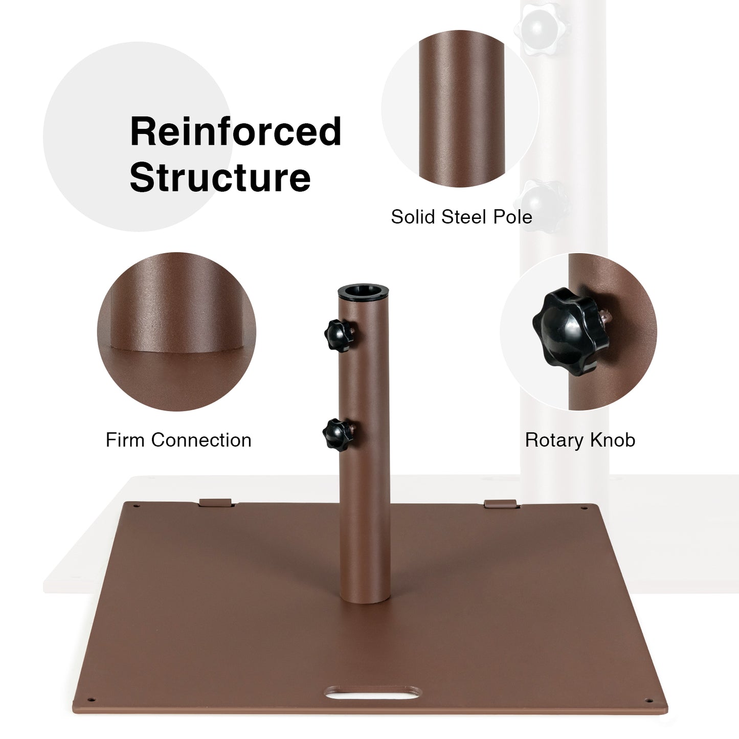 24 Inch Square Patio Umbrella Base, 50 LBS Weighted, Brown Outdoor Umbrella Bases at Gallery Canada
