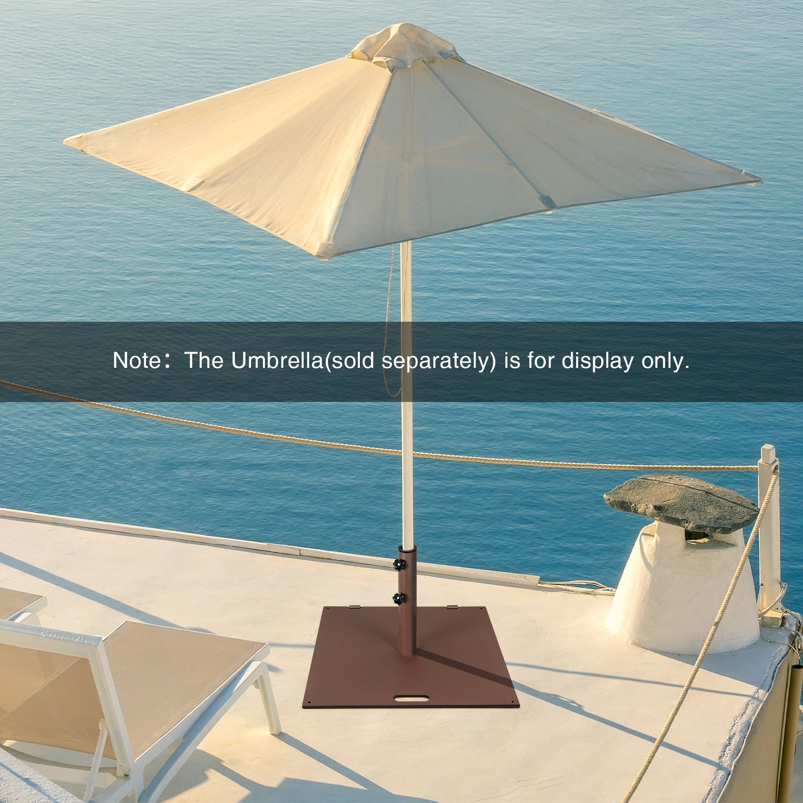 24 Inch Square Patio Umbrella Base, 50 LBS Weighted, Brown Outdoor Umbrella Bases at Gallery Canada