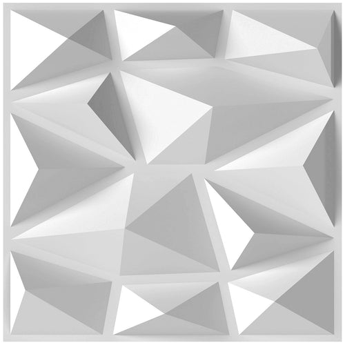 50-Pack 3D Wall Panels, PVC Interior Wall Decoration, Diamond Accent, White