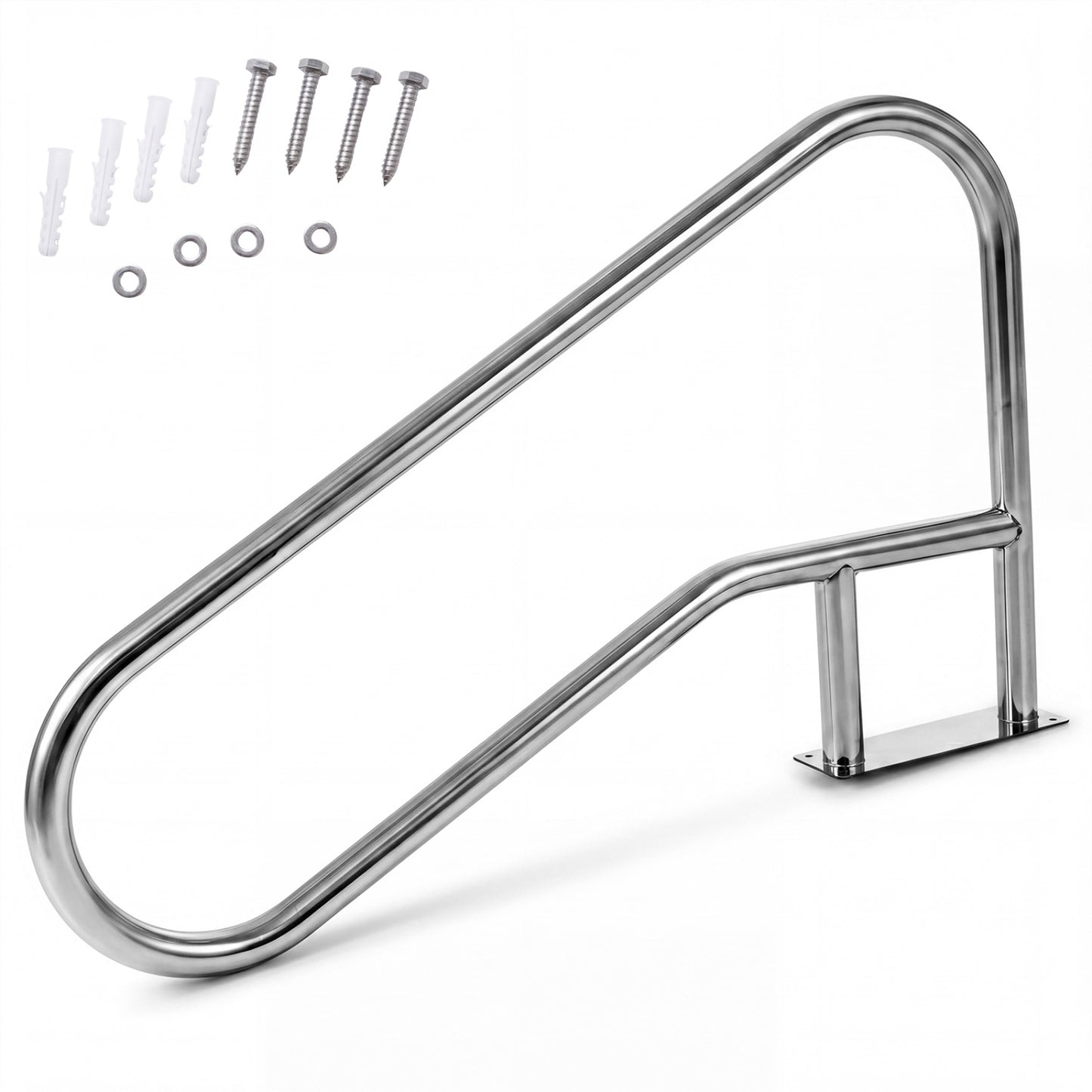 50x30 Inch Pool Handrail with Mount Base Plate, Silver Swimming Pools at Gallery Canada