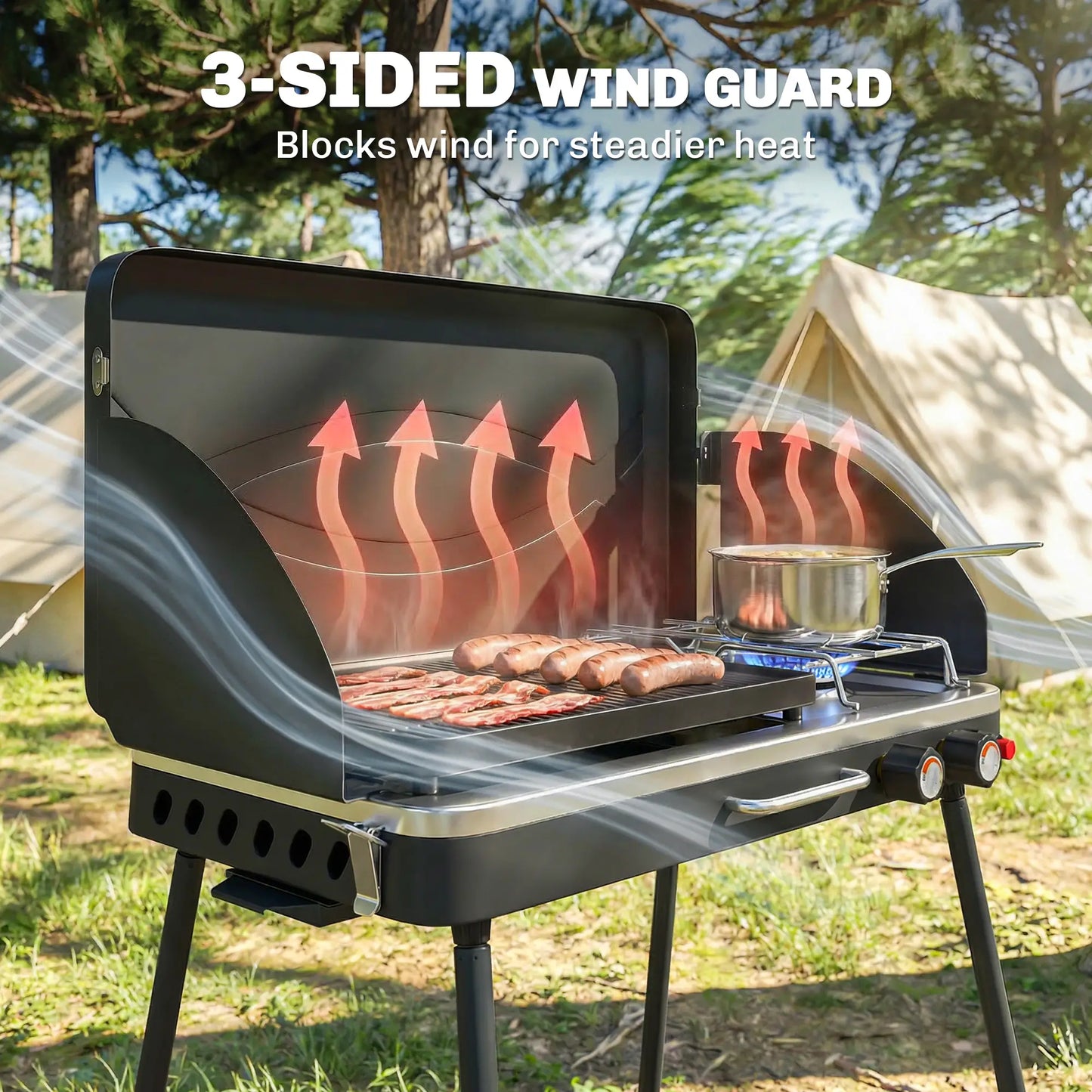 Camping Stove Gas Griddle Combo, 20,000 BTU, Portable, Black Propane Gas Grills at Gallery Canada