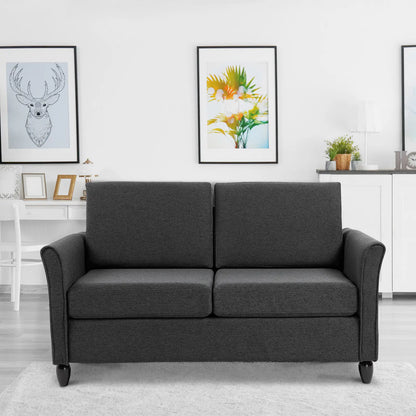2-Seat Sofa with Armrests, Wood Legs, Dark Grey 2-Seater Sofas at Gallery Canada