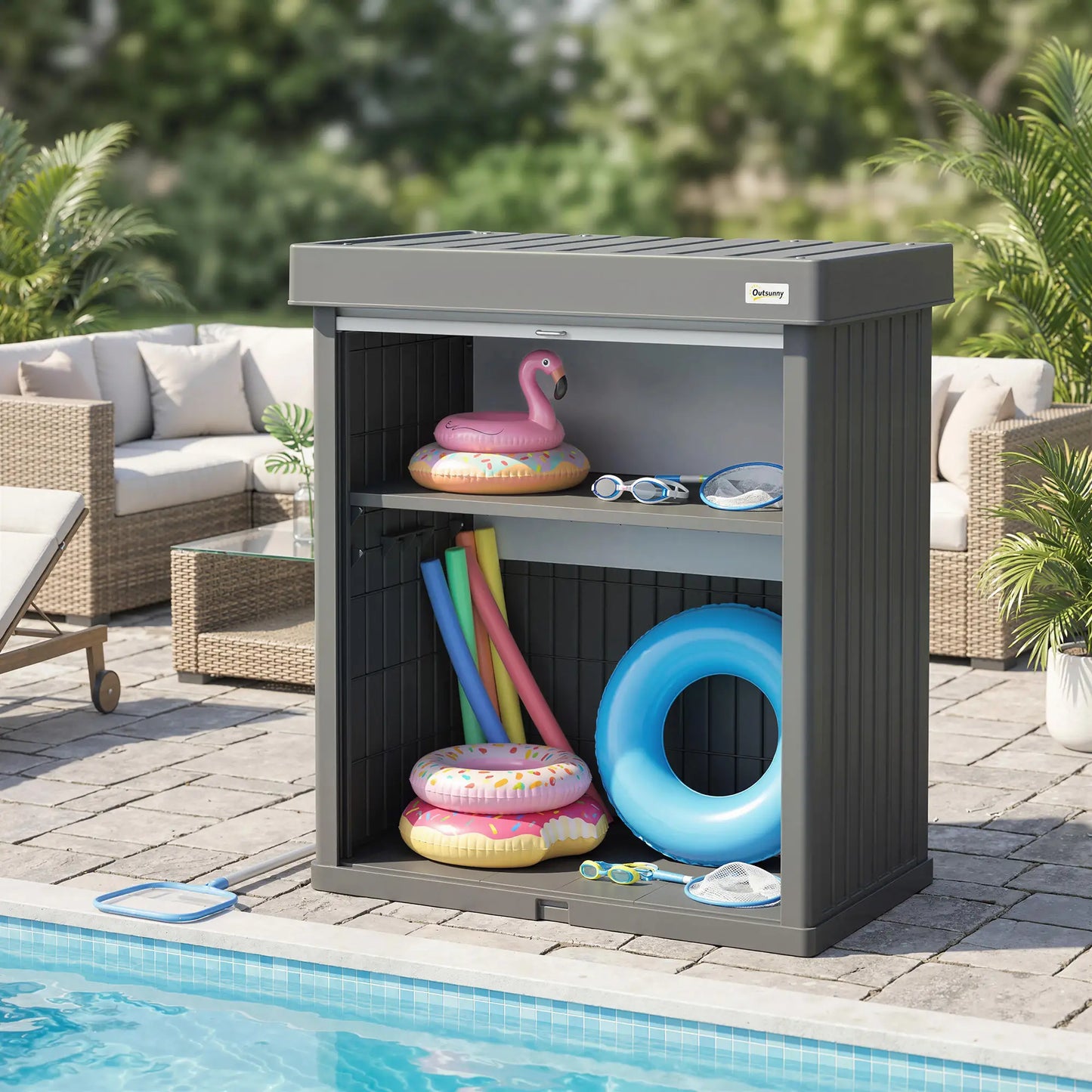 82 Gallon Outdoor Storage Box, Splash Resistant, UV Resistant, Grey Patio Storage Boxes at Gallery Canada