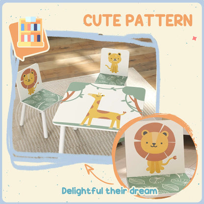 3-Piece Kids Table Chair Set Animal Pattern, Aged 3-8, Green Kids Table Sets at Gallery Canada
