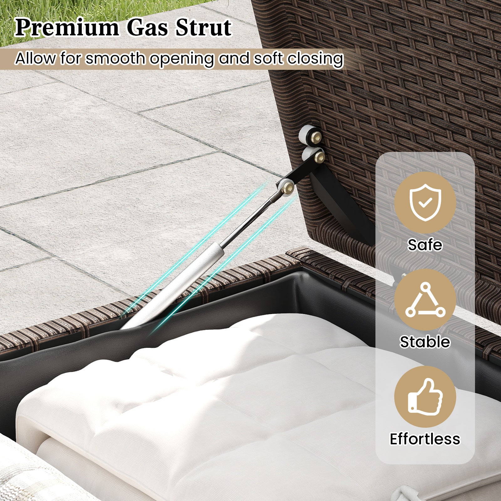 PE Rattan Storage Bin with Waterproof Liner for Patio Cushions, Brown Sheds & Outdoor Storage at Gallery Canada