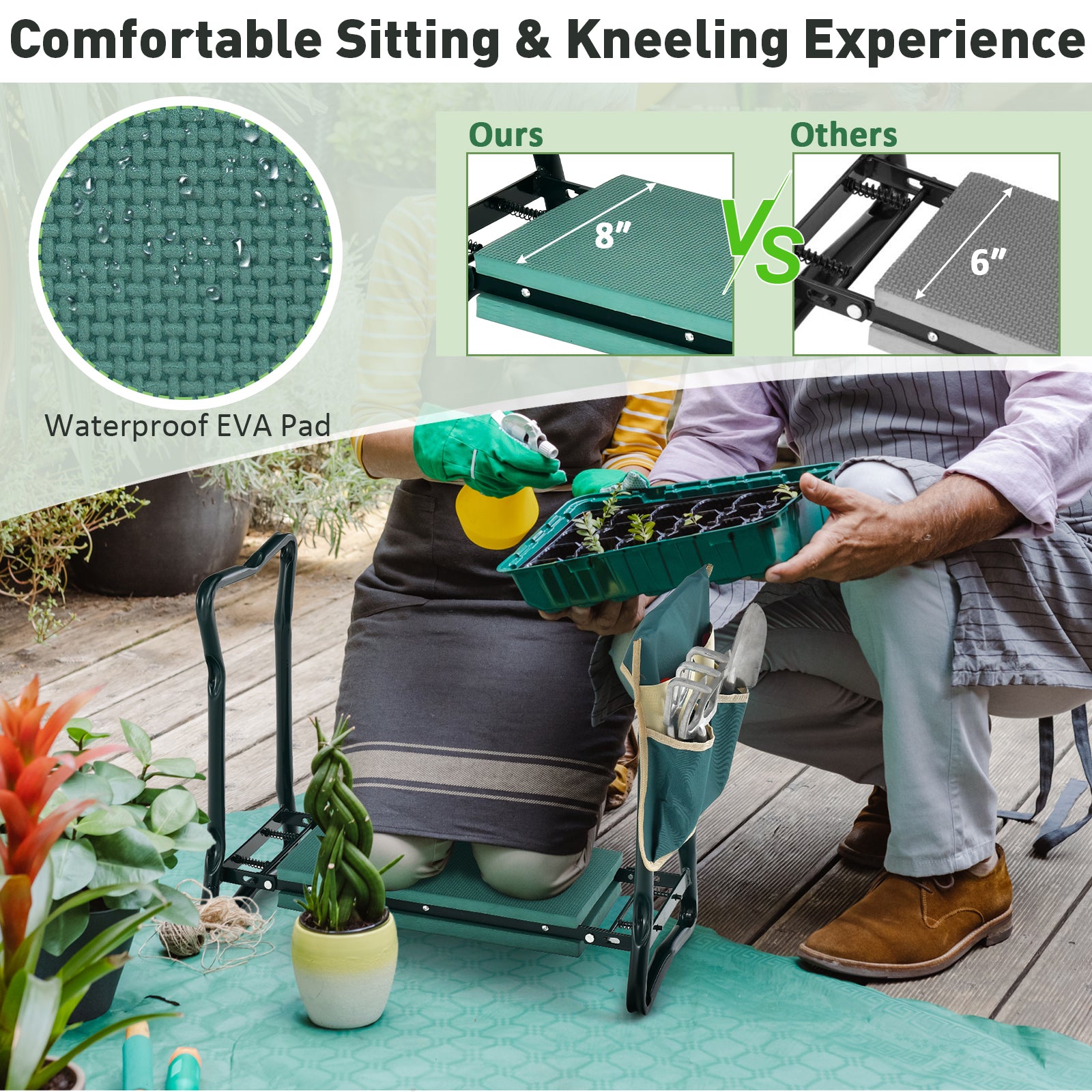 Folding Sturdy Garden Kneeler Pad and Cushion Seat, Green Garden Tools at Gallery Canada
