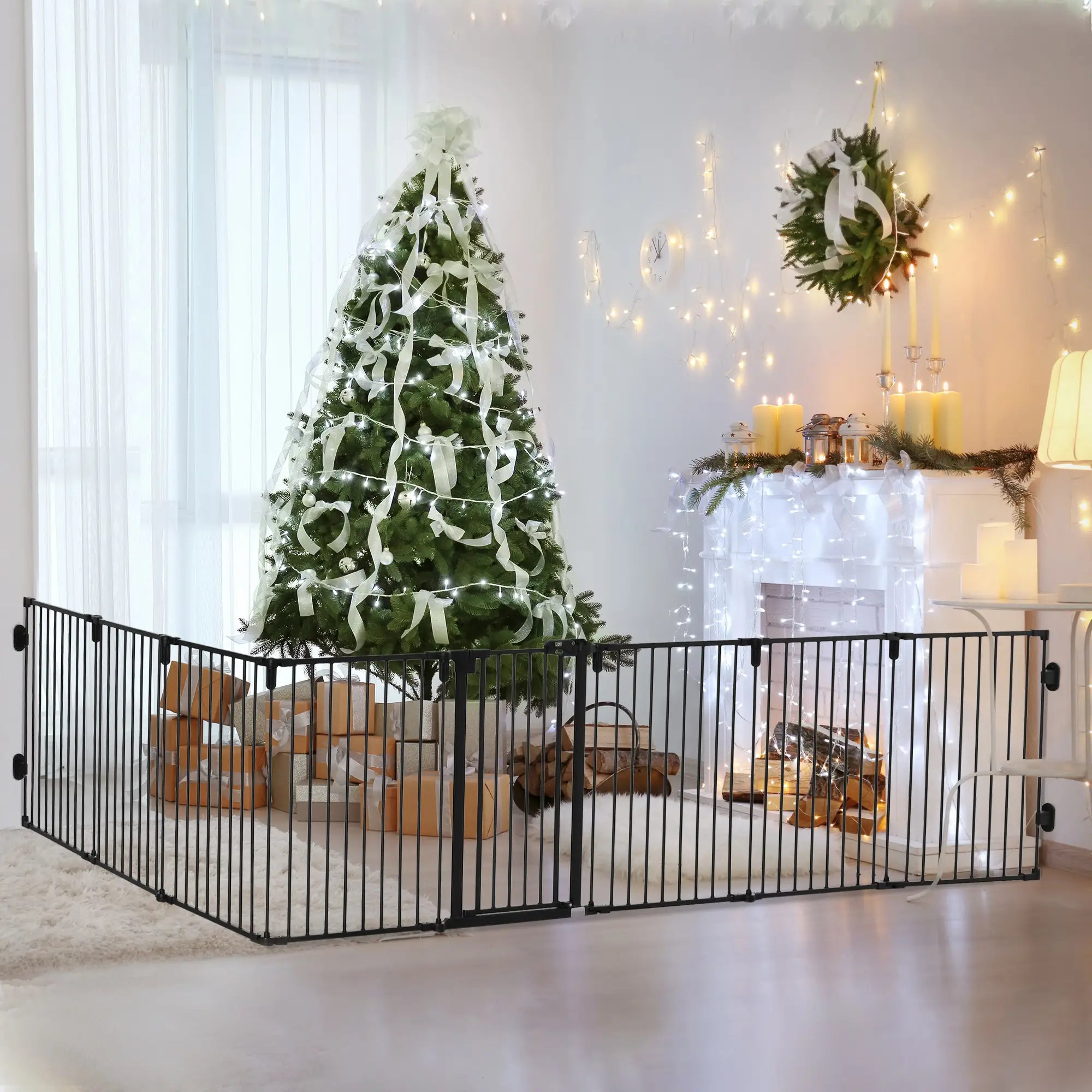8-Panel Dog Safety Gate, Steel Fence, Black Houses, Kennels & Pens at Gallery Canada