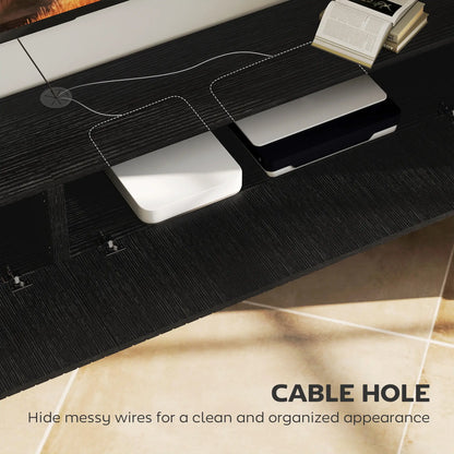 71 Inch Floating TV Stand, Wall Mount Media Console, 2 Fluted Doors, Black TV Stands at Gallery Canada