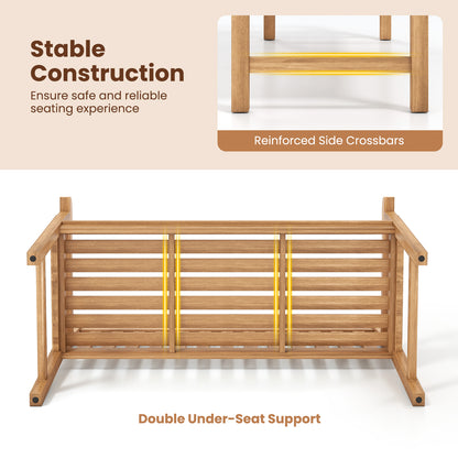 51 Inch Teak Outdoor Porch Bench, 3-Seat Solid Wood Garden Patio Bench Outdoor Benches at Gallery Canada