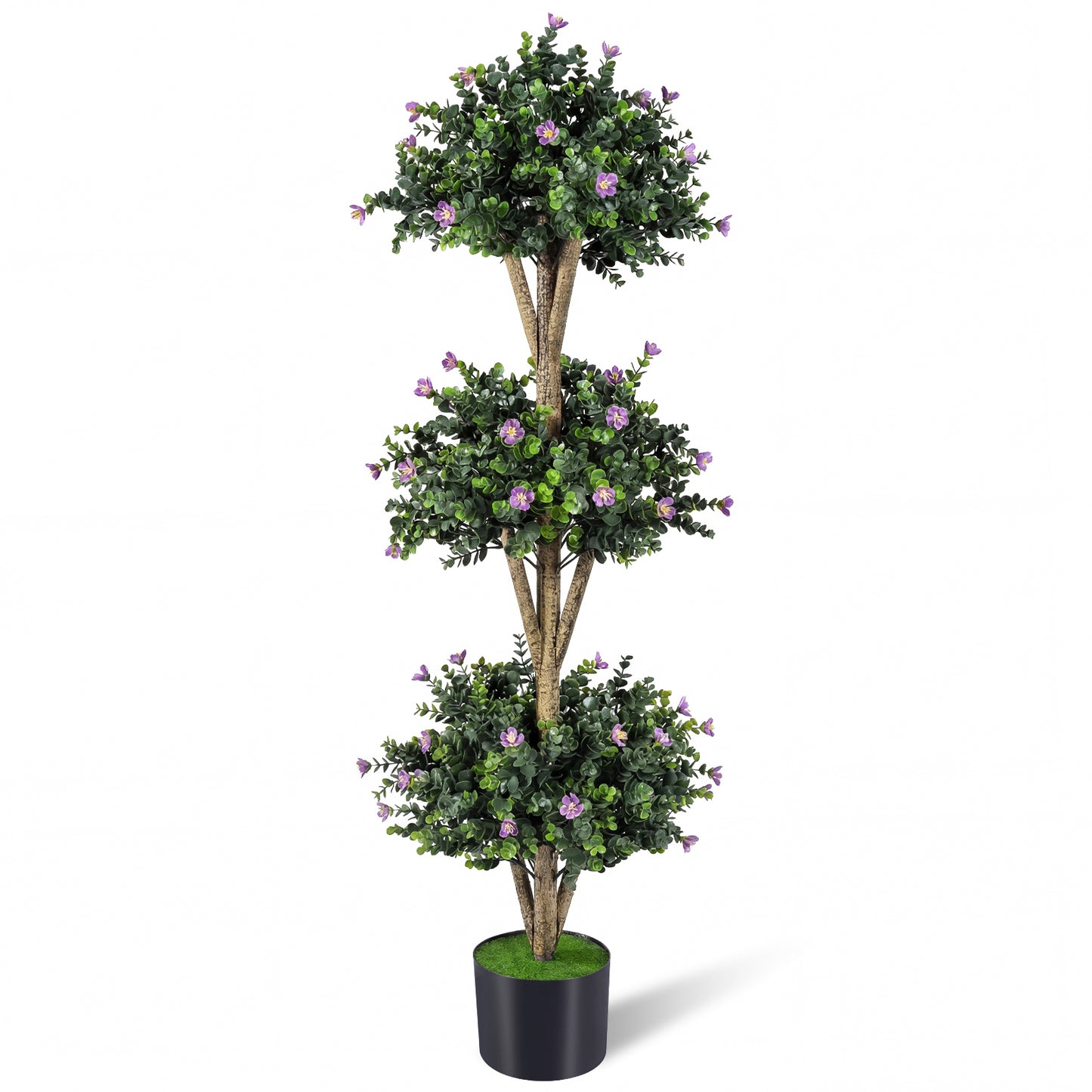 51" Artificial Triple Ball Boxwood Topiary Tree, 59 Blossoms, Purple Faux Plants at Gallery Canada