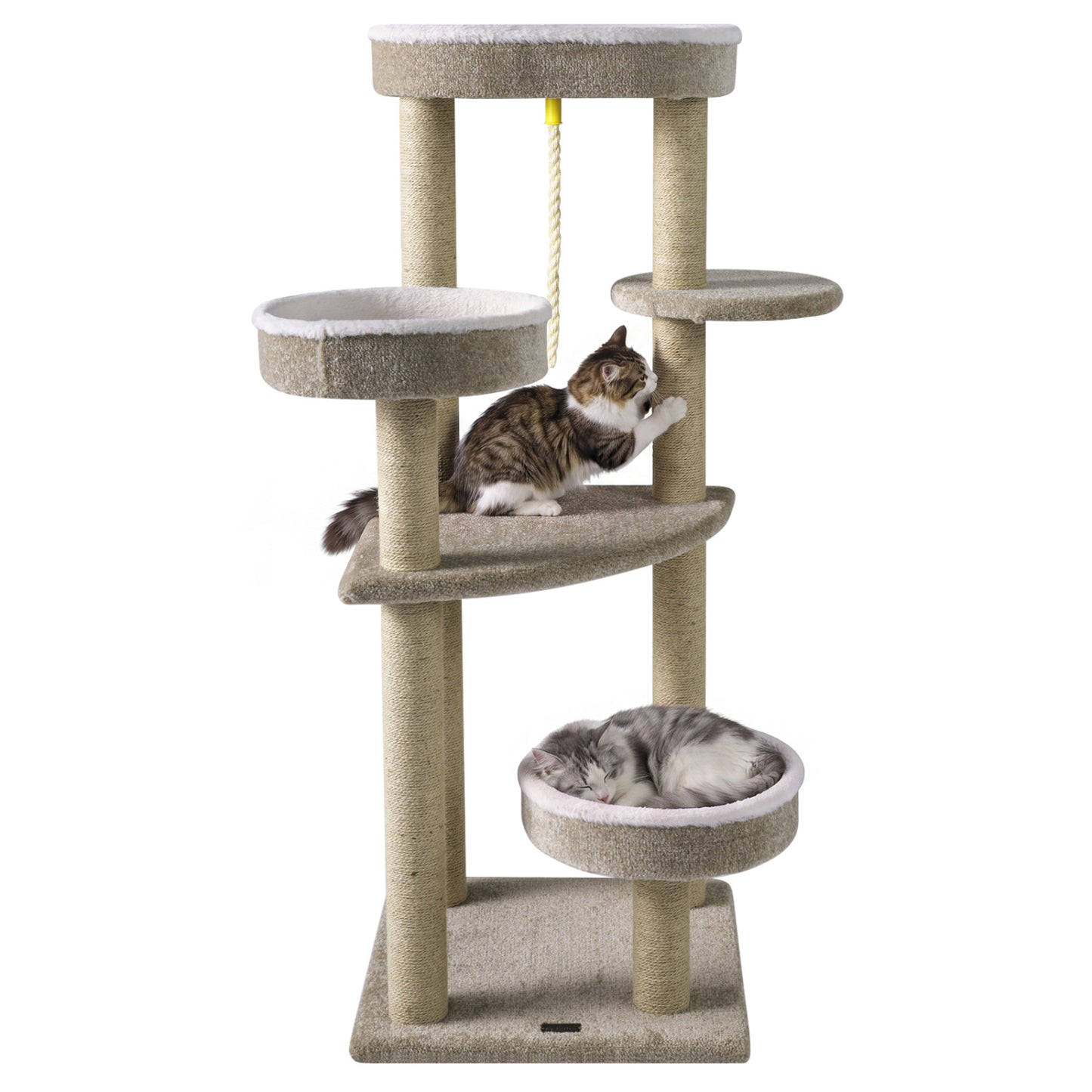 51" Carpeted Cat Tree with Plush Perches, Beige Cat Trees Condos & Scratchers Beige at Gallery Canada