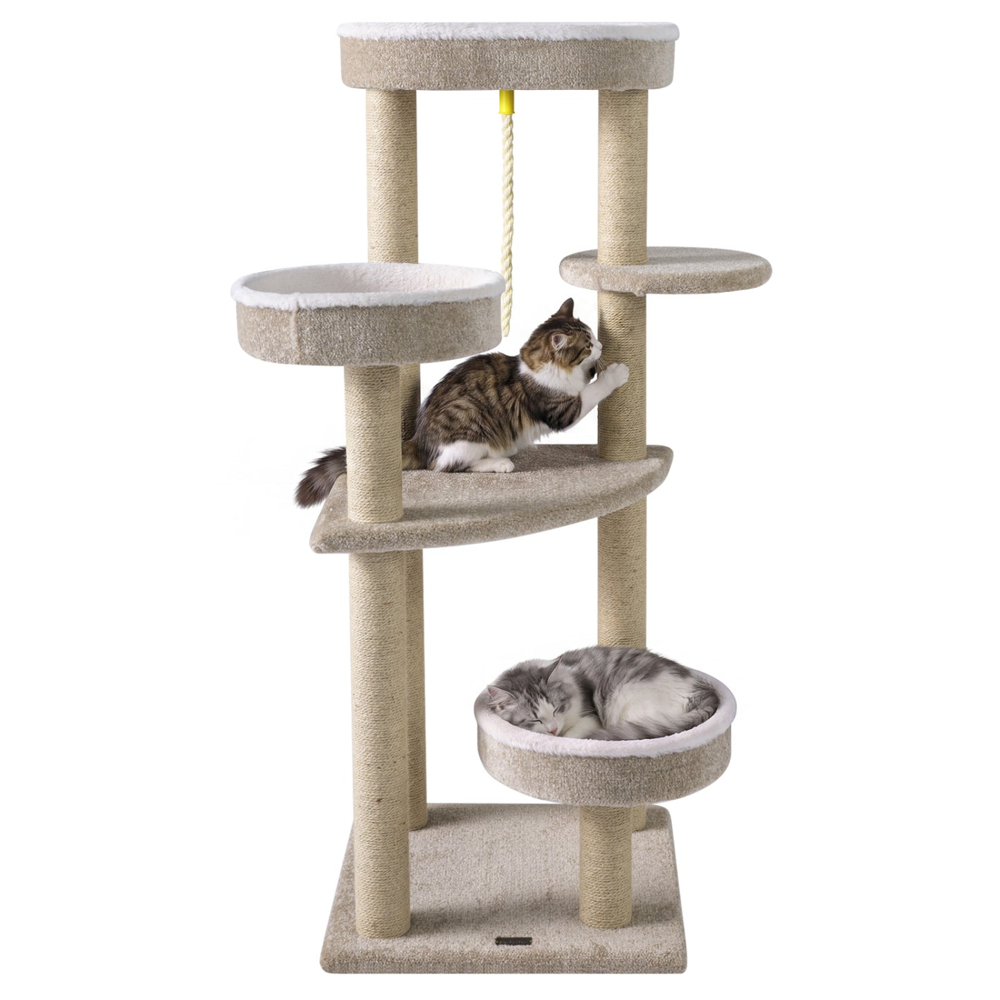 51" Carpeted Cat Tree with Plush Perches, Beige Cat Trees Condos & Scratchers at Gallery Canada