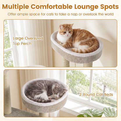 51" Carpeted Cat Tree with Plush Perches, Beige Cat Trees Condos & Scratchers at Gallery Canada