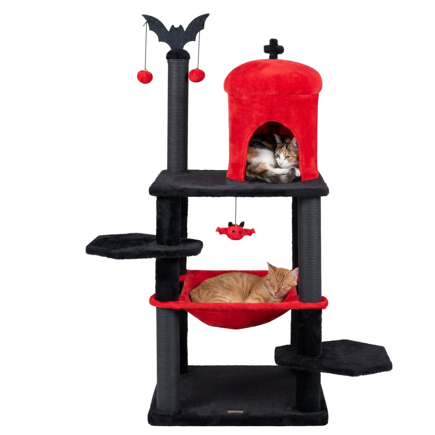51” Gothic Multi-level Cat Tree with Spider Hanging Toy for Black Halloween, Red Cat Trees Condos & Scratchers at Gallery Canada