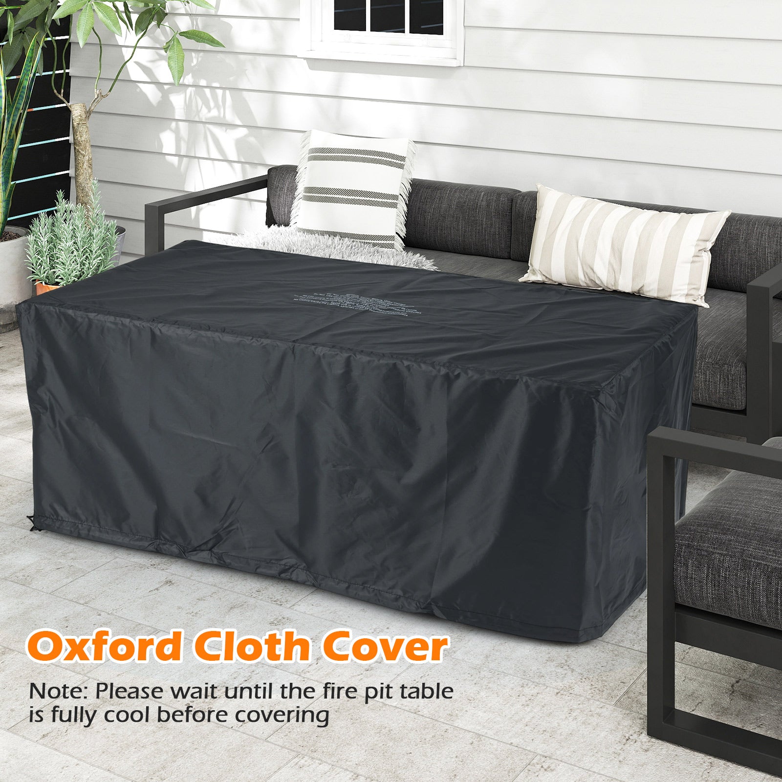 51 Inch Propane Fire Pit Table with Removable Lid, Brown Fire Pit Tables at Gallery Canada